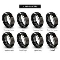font options for inside engraving on black & silver line headstock rings