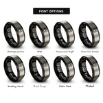 font options for inside engraving on black & gray line letter icon rings