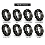 font options for inside engraving on black & grey line letter icon rings
