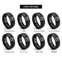 font options for inside engraving on black line letter icon rings