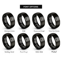 font options for inside engraving on black line letter icon rings