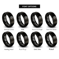 font options for inside engraving on black line letter icon rings