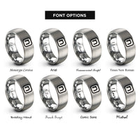 font options for inside engraving on grey line letter icon rings