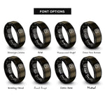 font options for inside engraving on gunmetal & black line letter icon rings