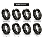 font options for inside engraving on black & grey linesman pliers rings