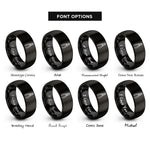 font options for inside engraving on black linesman pliers rings
