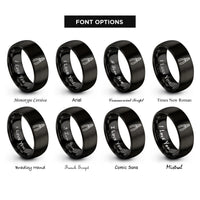 font options for inside engraving on black linesman pliers rings