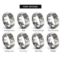 font options for inside engraving on grey link chain rings
