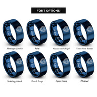 font options for inside engraving on blue link keyhole rings