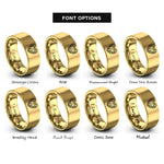 font options for inside engraving on gold link keyhole rings