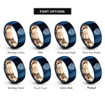 font options for inside engraving on rose gold & blue link keyhole rings