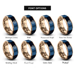 font options for inside engraving on rose gold & blue link keyhole rings