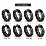 font options for inside engraving on black & silver linked clover rings