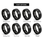 font options for inside engraving on black linked clover rings