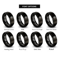 font options for inside engraving on black linked clover rings