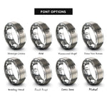 font options for inside engraving on grey linked clover rings