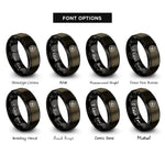 font options for inside engraving on gunmetal & black linked clover rings
