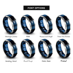 font options for inside engraving on blue & grey linked list rings