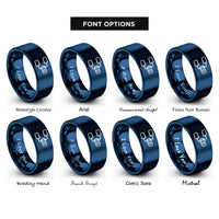 font options for inside engraving on blue linked list rings