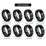 font options for inside engraving on gunmetal & blue linked list rings