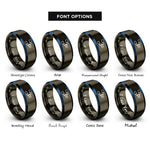 font options for inside engraving on gunmetal & blue linked list rings