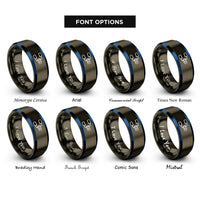 font options for inside engraving on gunmetal & blue linked list rings