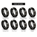 font options for inside engraving on black & grey lion rings