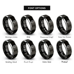 font options for inside engraving on black & grey lion rings