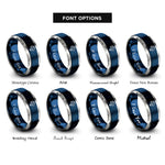 font options for inside engraving on blue & silver lion rings