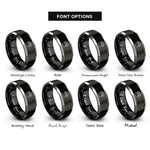 font options for inside engraving on black & silver lion claws rings