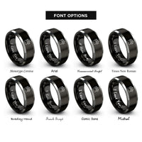 font options for inside engraving on black & silver lion claws rings