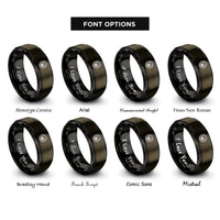 font options for inside engraving on gunmetal & black lion rings