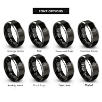 font options for inside engraving on black & gray lion rampant rings