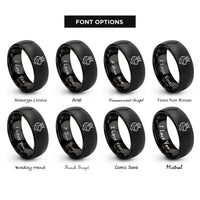 font options for inside engraving on black lion silhouette crown rings