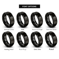 font options for inside engraving on black lion silhouette crown rings