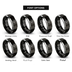 font options for inside engraving on black & grey lioness rings