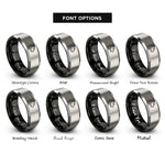 font options for inside engraving on black & grey lioness rings