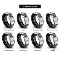font options for inside engraving on black & grey lioness rings