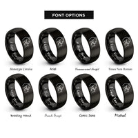 font options for inside engraving on black lioness cub nuzzle rings