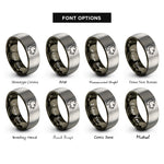 font options for inside engraving on gunmetal & silver lioness rings