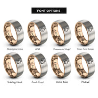 font options for inside engraving on rose gold & silver lionhead rabbit rings