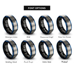 font options for inside engraving on black & blue & grey lions mane jellyfish rings