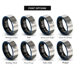 font options for inside engraving on black & blue & gray lions mane jellyfish rings