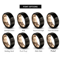 font options for inside engraving on black & rose gold lipstick rings