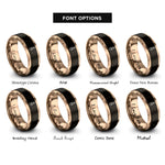 font options for inside engraving on black & rose gold lipstick rings