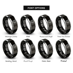 font options for inside engraving on black & silver liquid measuring cup rings