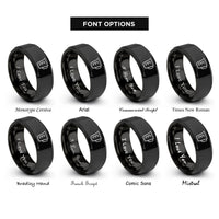 font options for inside engraving on black liquid measuring cup rings