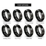 font options for inside engraving on black & gray lissajous figure rings