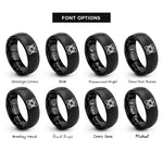 font options for inside engraving on black lissajous figure rings