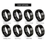 font options for inside engraving on black lissajous figure rings